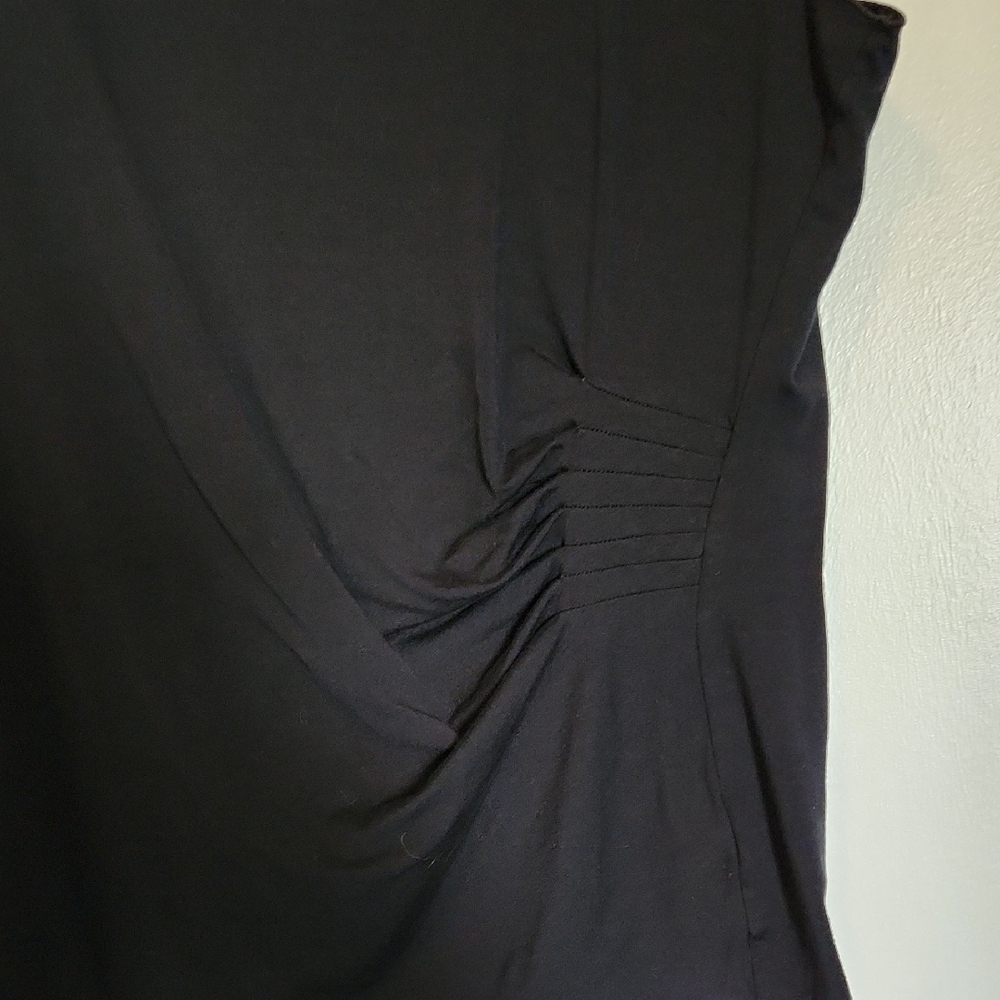 Armani Collezioni Soft Women's Luxury Black Ruched Sleeveless Viscose Tank Top - Picture 3 of 4
